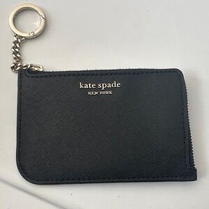 Kate Spade Black Leather Card Holder with Keychain